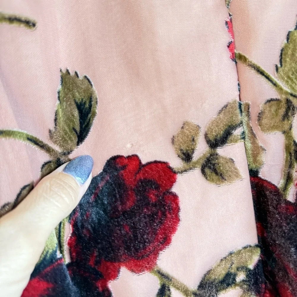 Mauve and Red Floral Burnout Mini Slip Dress | Small - Picture 6 of 13